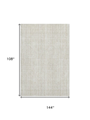 HomeRoots 10' Ivory & Beige Striped Washable Area Rug - Durable, UV Protected, Perfect for Indoor & Outdoor Spaces! 663834