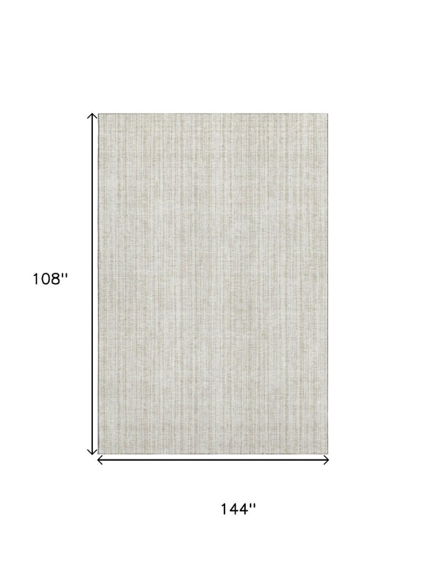 HomeRoots 10' Ivory & Beige Striped Washable Area Rug - Durable, UV Protected, Perfect for Indoor & Outdoor Spaces! 663834