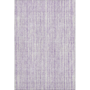 HomeRoots 5' X 8' Stylish Lavender and Ivory Striped Washable Area Rug with UV Protection for Easy Care 663836