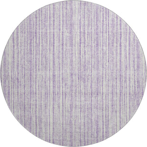 HomeRoots 8' Lavender Striped Washable Round Rug - UV Protected, Durable, Perfect for Living Rooms & Patios 663837