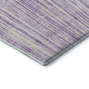 HomeRoots 8' Lavender Striped Washable Round Rug - UV Protected, Durable, Perfect for Living Rooms & Patios 663837
