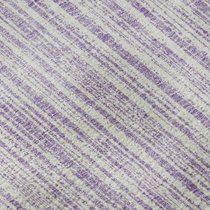 HomeRoots 8' Lavender Striped Washable Round Rug - UV Protected, Durable, Perfect for Living Rooms & Patios 663837