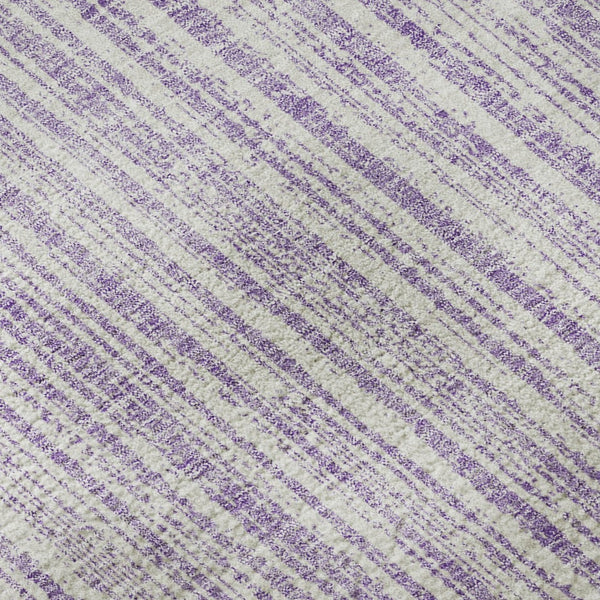 HomeRoots 8' Lavender Striped Washable Round Rug - UV Protected, Durable, Perfect for Living Rooms & Patios 663837