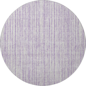 HomeRoots 8' Lavender Striped Washable Round Rug - UV Protected, Durable, Perfect for Living Rooms & Patios 663837