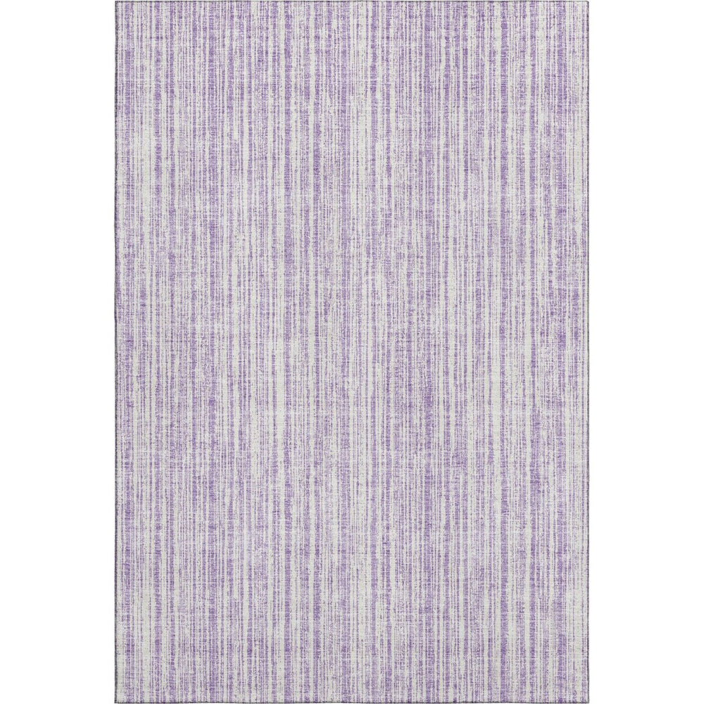 HomeRoots 9' X 12' Stylish Lavender & Ivory Striped Area Rug – Washable, UV Protected, Perfect for High-Traffic Spaces! 663839
