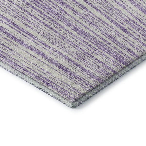 HomeRoots 9' X 12' Stylish Lavender & Ivory Striped Area Rug – Washable, UV Protected, Perfect for High-Traffic Spaces! 663839