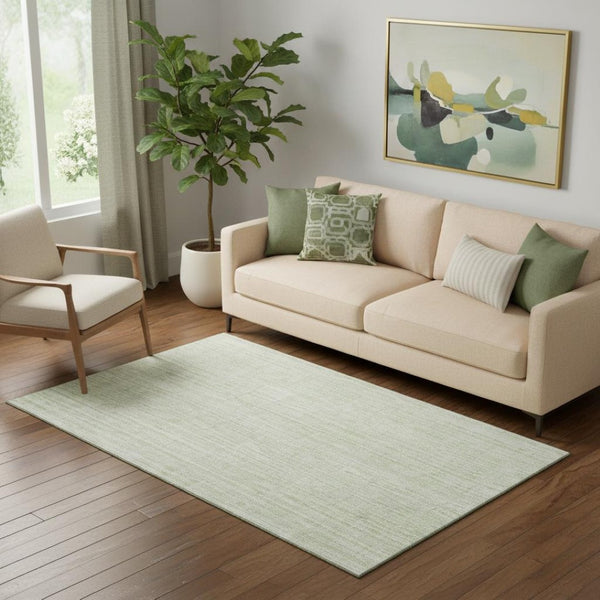 HomeRoots 5' X 8' Stylish Mint Green & Ivory Striped Washable Area Rug with UV Protection for Home and Patio 663842