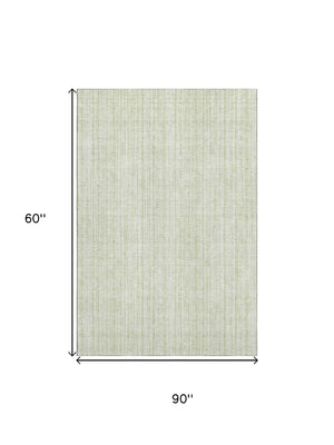 HomeRoots 5' X 8' Stylish Mint Green & Ivory Striped Washable Area Rug with UV Protection for Home and Patio 663842