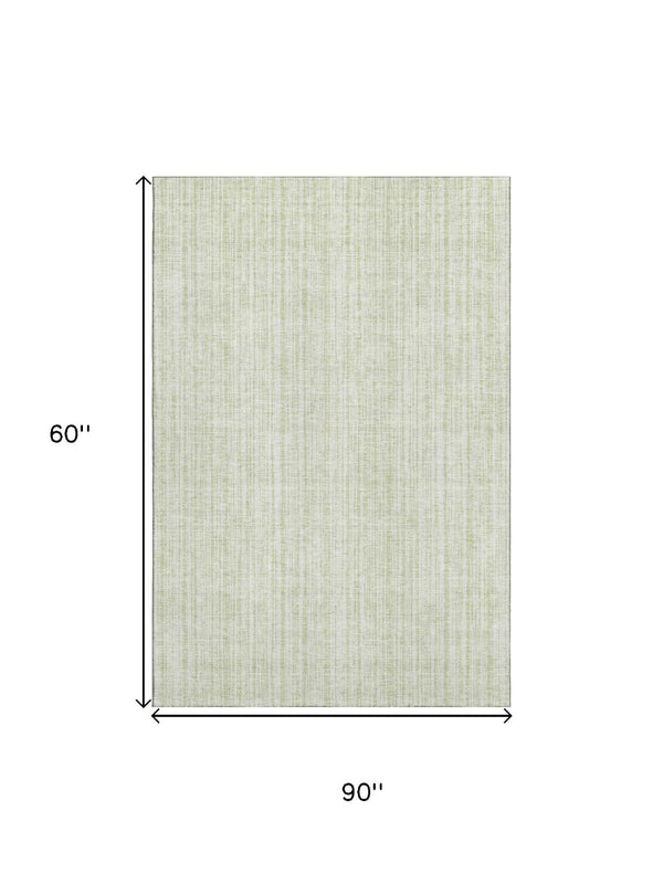 HomeRoots 5' X 8' Stylish Mint Green & Ivory Striped Washable Area Rug with UV Protection for Home and Patio 663842