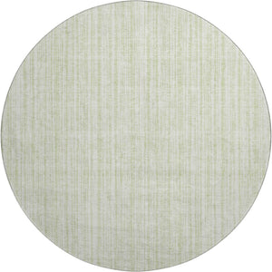 HomeRoots 8' Mint Green and Ivory Striped Washable Round Rug – Soft, Durable, UV-Protected for High-Traffic Areas 663843