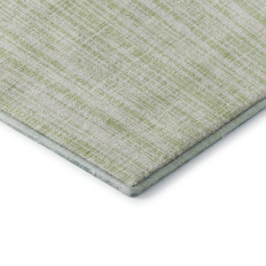 HomeRoots 8' Mint Green and Ivory Striped Washable Round Rug – Soft, Durable, UV-Protected for High-Traffic Areas 663843
