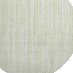 HomeRoots 8' Mint Green and Ivory Striped Washable Round Rug – Soft, Durable, UV-Protected for High-Traffic Areas 663843