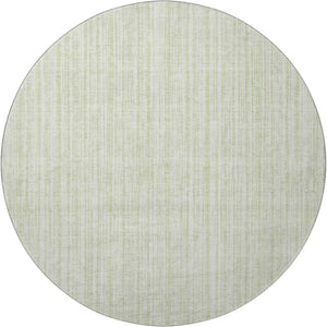 HomeRoots 8' Mint Green and Ivory Striped Washable Round Rug – Soft, Durable, UV-Protected for High-Traffic Areas 663843