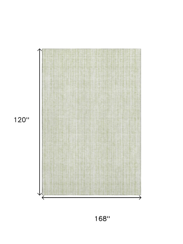 HomeRoots 10' X 14' Mint Green Striped Area Rug - Durable, Stain-Resistant, UV Protected for Coastal Charm 663846