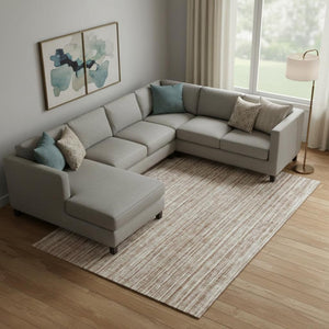 HomeRoots 8' X 10' Durable Rust and Beige Striped Area Rug with Stain Resistance and UV Protection, Easy Care 663850