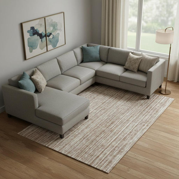 HomeRoots 8' X 10' Durable Rust and Beige Striped Area Rug with Stain Resistance and UV Protection, Easy Care 663850