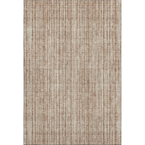 HomeRoots 9' X 12' Stylish Rust and Beige Striped Area Rug - Washable, UV Protected, Perfect for Any Room! 663851