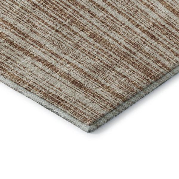 HomeRoots 9' X 12' Stylish Rust and Beige Striped Area Rug - Washable, UV Protected, Perfect for Any Room! 663851