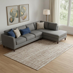 HomeRoots 10' X 14' Stylish Rust and Beige Striped Area Rug - Washable, UV Protected, Durable for Families 663852