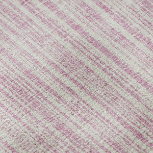 HomeRoots 8' Pink And Ivory Striped Round Rug – Washable, UV-Protected, Durable, Perfect for High-Traffic Areas 663855