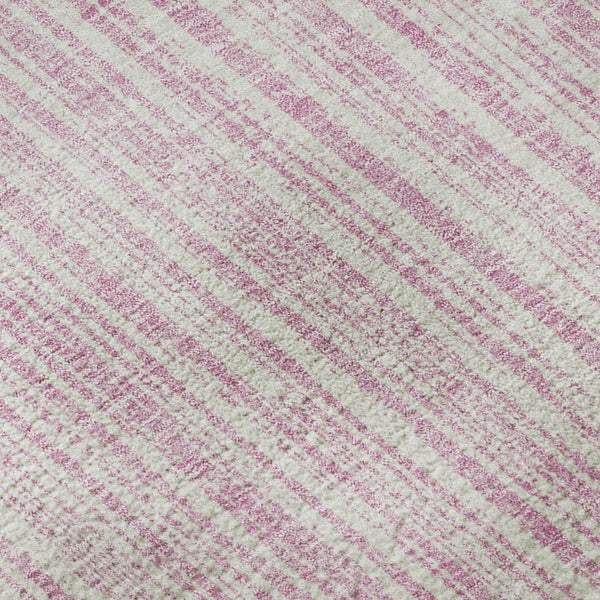 HomeRoots 8' Pink And Ivory Striped Round Rug – Washable, UV-Protected, Durable, Perfect for High-Traffic Areas 663855