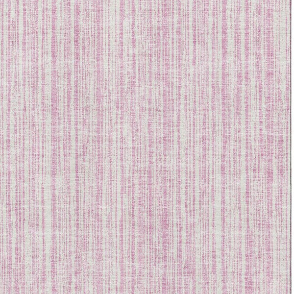 HomeRoots 8' X 10' Pink And Ivory Striped Area Rug - Washable, UV Protected, Soft & Stain Resistant for Any Room 663856