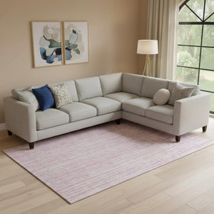 HomeRoots 9' X 12' Pink And Ivory Striped Area Rug - Washable, UV Protected, Durable & Stylish for Any Room 663857