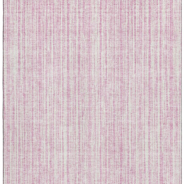 HomeRoots 10' X 14' Pink and Ivory Striped Area Rug - Washable, UV Protected, Soft, Stylish for Every Home 663858