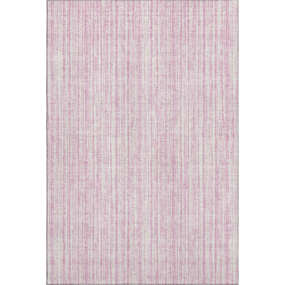 HomeRoots 10' X 14' Pink and Ivory Striped Area Rug - Washable, UV Protected, Soft, Stylish for Every Home 663858