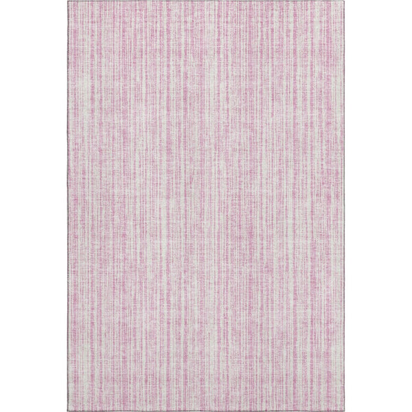 HomeRoots 10' X 14' Pink and Ivory Striped Area Rug - Washable, UV Protected, Soft, Stylish for Every Home 663858