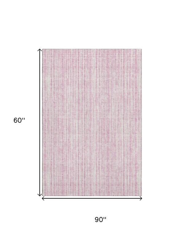 HomeRoots 10' X 14' Pink and Ivory Striped Area Rug - Washable, UV Protected, Soft, Stylish for Every Home 663858