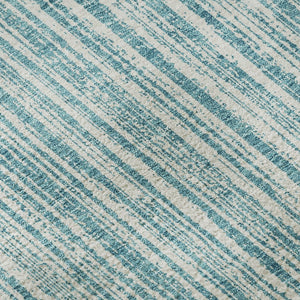 HomeRoots 8' X 10' Teal and Ivory Striped Washable Area Rug with UV Protection for Indoor/Outdoor Use 663868