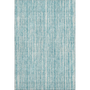 HomeRoots 10' X 14' Stylish Teal & Ivory Striped Washable Area Rug with UV Protection for Homes with Kids & Pets 663870