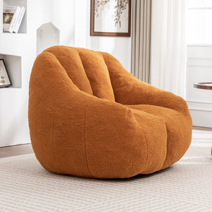 English Elm Bean Bag Chair Oversized Faux Fur Memory Foam Lounge Seat for Dorm or Living Room Yellow W2200P302136