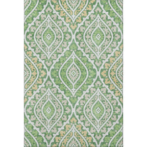 HomeRoots 5' X 8' Washable Area Rug with Green, Ivory & Gold Diamonds – UV Protected, Stylish & Durable Design 663896