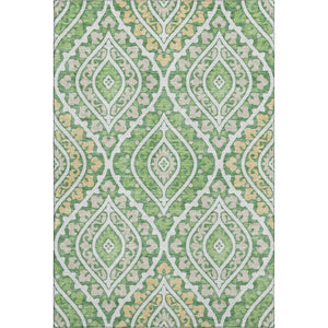 HomeRoots 8' X 10' Washable Diamond Area Rug in Green, Ivory & Gold - Stain Resistant, UV Protected, Durable Design 663898