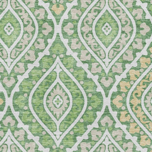 HomeRoots 9' X 12' Green Ivory Gold Diamond Washable Area Rug – Stain Resistant, UV Protected & Stylish! 663899