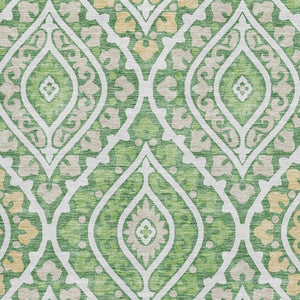 HomeRoots 10' X 14' Green Ivory And Gold Diamond Area Rug - Washable, UV-Protected, Stylish & Durable Design 663900