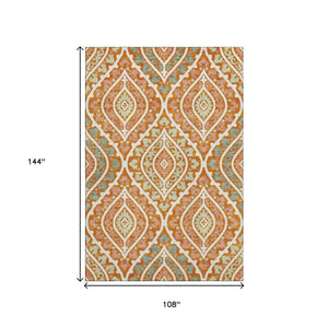 HomeRoots 9' X 12' Colorful Diamond Pattern Area Rug - Durable, Washable, UV-Protected for High Traffic Homes 663911