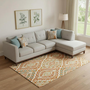 HomeRoots 9' X 12' Colorful Diamond Pattern Area Rug - Durable, Washable, UV-Protected for High Traffic Homes 663911