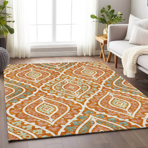HomeRoots 9' X 12' Colorful Diamond Pattern Area Rug - Durable, Washable, UV-Protected for High Traffic Homes 663911