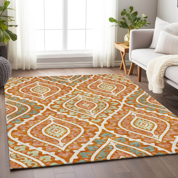 HomeRoots 9' X 12' Colorful Diamond Pattern Area Rug - Durable, Washable, UV-Protected for High Traffic Homes 663911