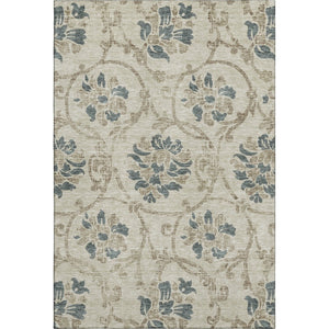 HomeRoots 8' X 10' Beige Blue Tan Floral Area Rug - Washable, UV Protected, Durable & Perfect for Busy Homes 663940