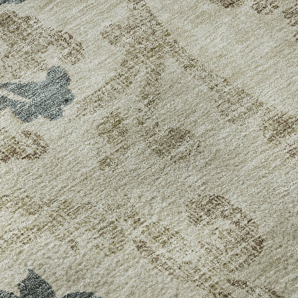 HomeRoots 8' X 10' Beige Blue Tan Floral Area Rug - Washable, UV Protected, Durable & Perfect for Busy Homes 663940
