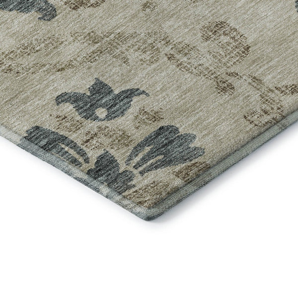 HomeRoots 10' Floral Area Rug in Beige, Blue & Tan - Washable, UV-Protected, Perfect for Busy Homes & Families! 663942