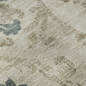 HomeRoots 10' Floral Area Rug in Beige, Blue & Tan - Washable, UV-Protected, Perfect for Busy Homes & Families! 663942