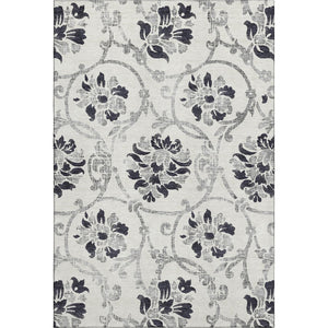 HomeRoots 5' X 8' Black And Ivory Floral Area Rug - Durable, Washable, UV-Protected for Style & Comfort 663944