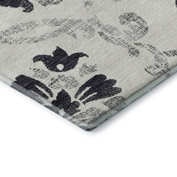 HomeRoots 5' X 8' Black And Ivory Floral Area Rug - Durable, Washable, UV-Protected for Style & Comfort 663944
