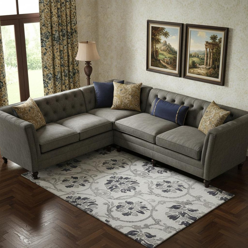 HomeRoots 8' X 10' Elegant Black and Ivory Floral Washable Area Rug with UV Protection for High-Traffic Spaces 663946
