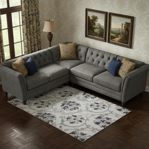 HomeRoots 10' Black and Ivory Floral Washable Area Rug - Durable, UV Protected, Perfect for Busy Homes! 663948